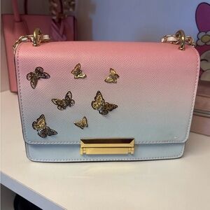 Pink and White Gradient Butterfly Embellished Bag